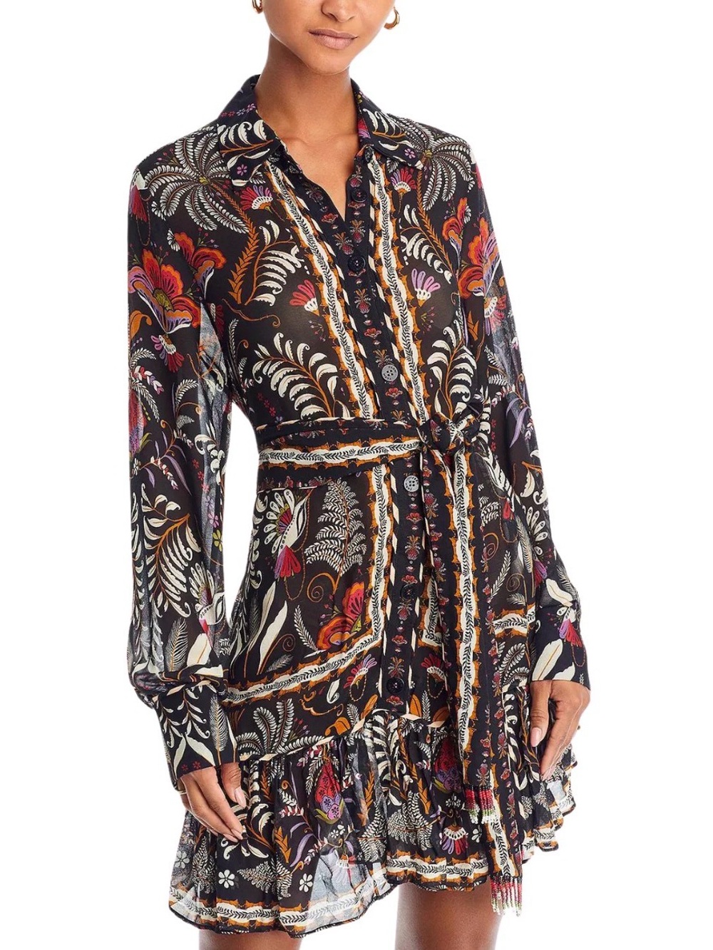 Farm Rio Floral Black Morif MiniDress with inside camisole - Picture 6 of 8